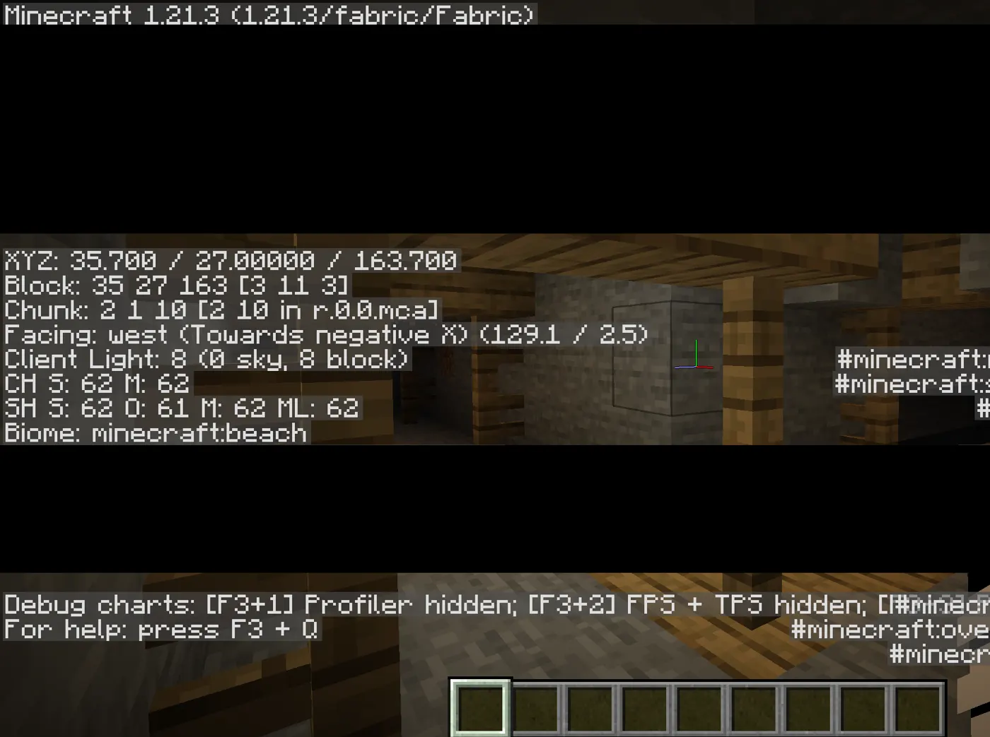 The third screenshot, taken inside an abandoned mineshaft