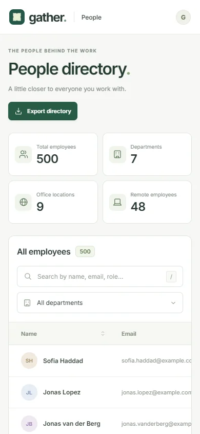 GPT-6 Astra's employee directory on a phone