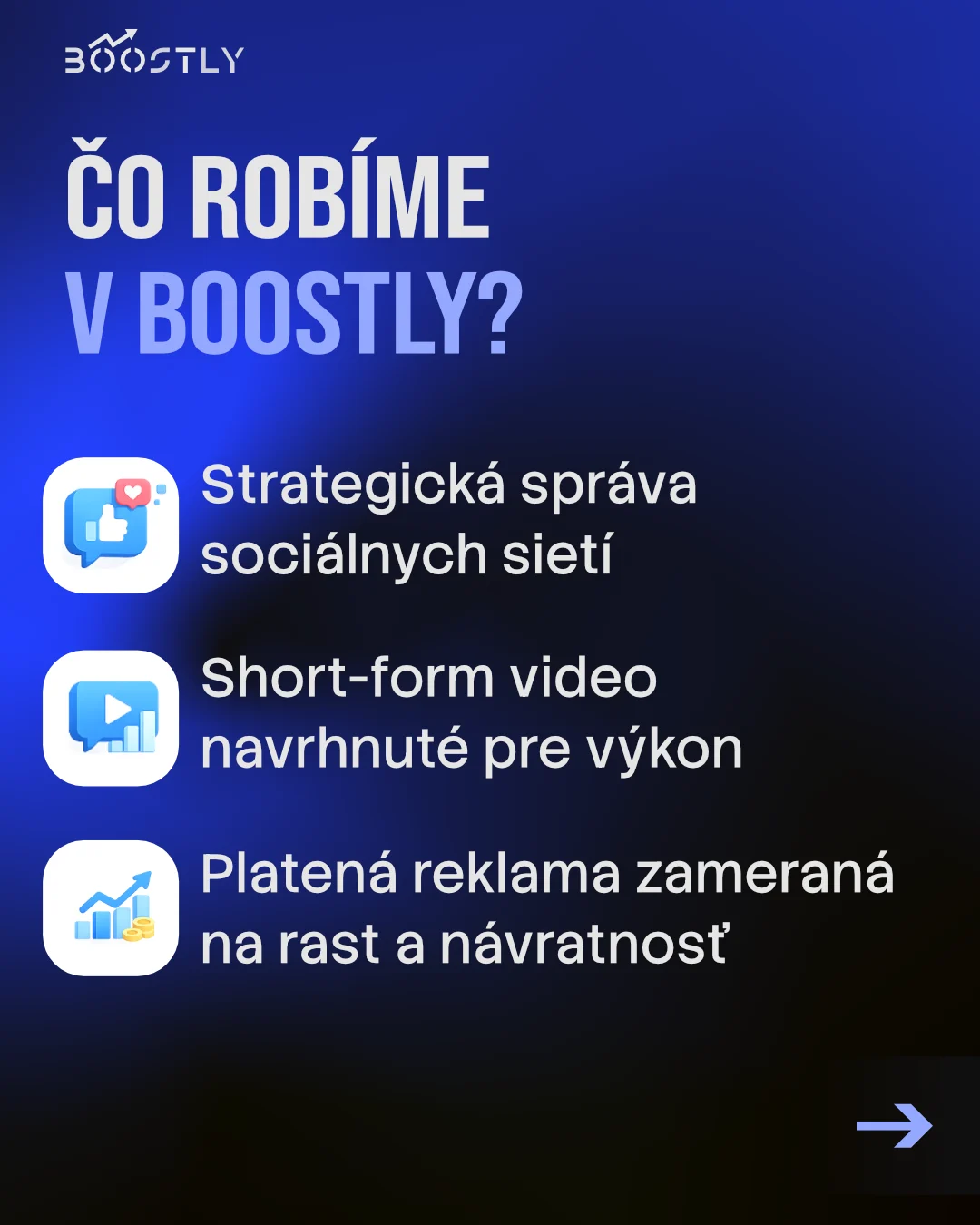 Slide 3: three services, each with an icon