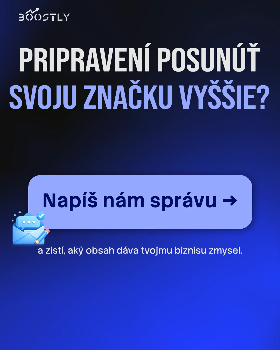 Slide 6: a button that reads Napíš nám správu