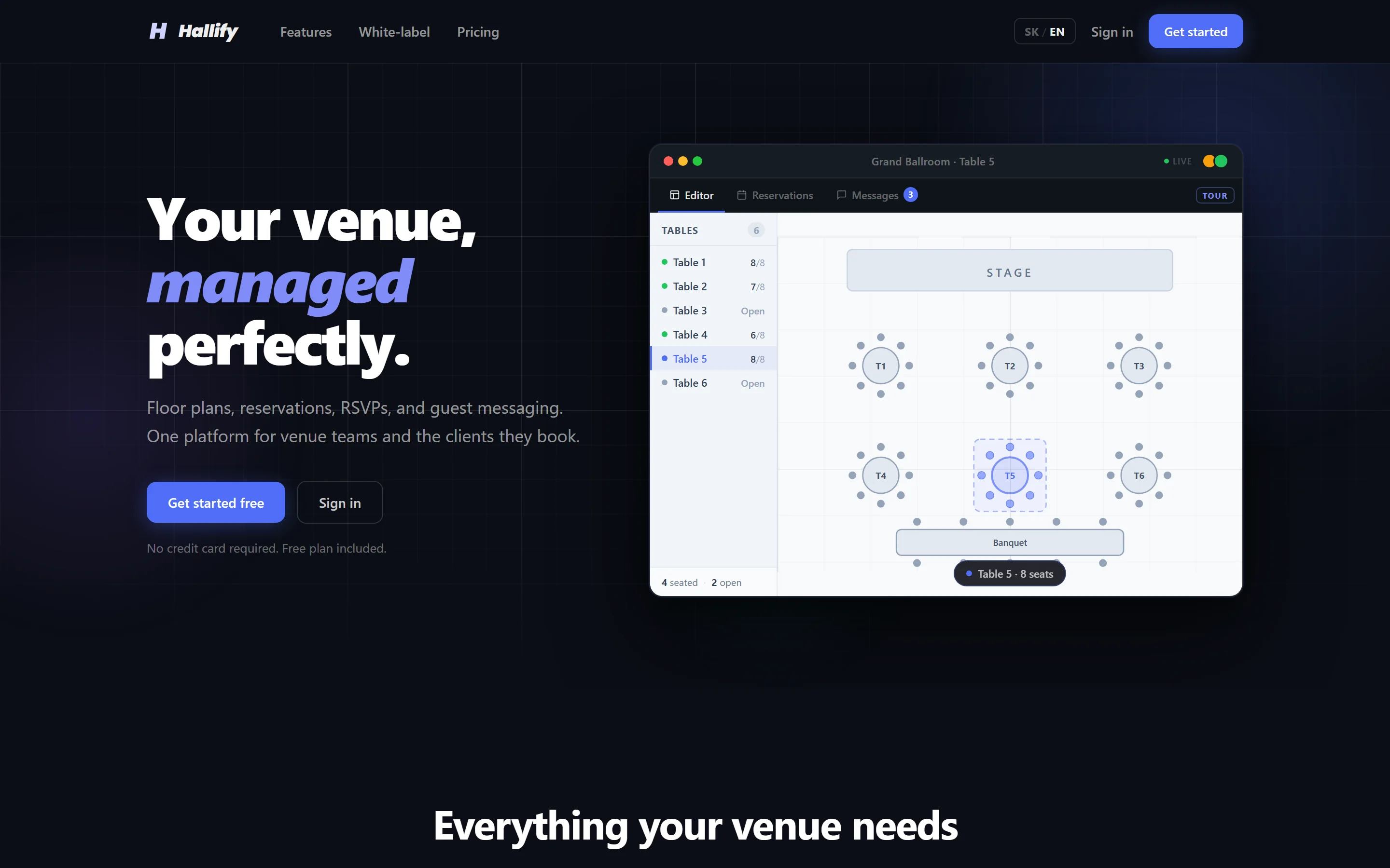 Hallify's landing page in 2026